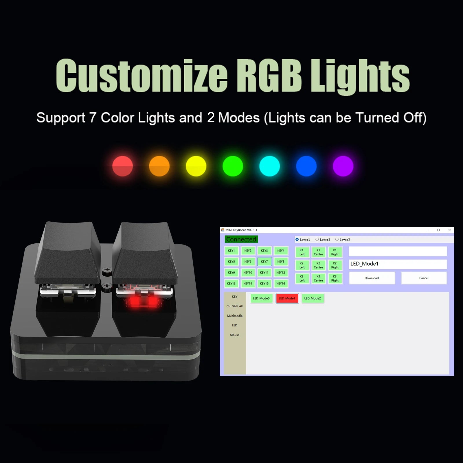 RGB Macropad Keyboard With Hot Swap 3 Keys And Knob