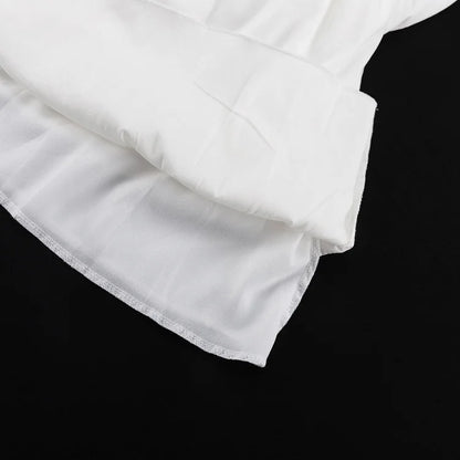 Tossy Ruffled V-Neck White Mini Dress Female Patchwork Long Sleeve Elegant Bandage Fashion Dress High Waist Lace-Up Women Dress - Smarsty