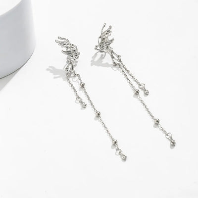 Elegant Butterfly Clip Earrings for Women with Long Tassels - Smarsty