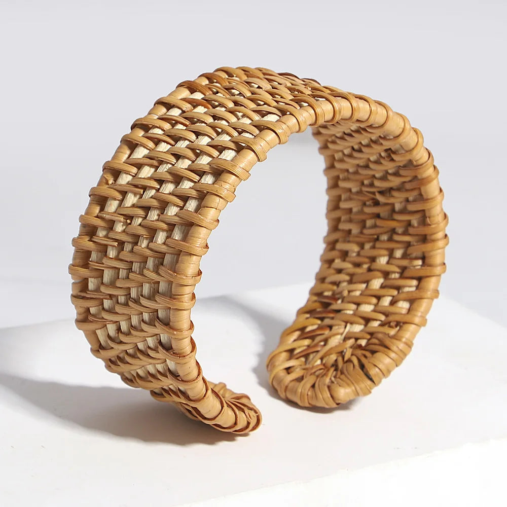 Boho Bamboo Rattan Weave Bracelet for Women - Smarsty