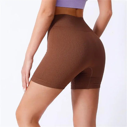 High-waisted Yoga Pant For Women, Designed To Lift And Shape, Tight-fitting With Solid Color And Ribbed Texture, Sports  Shorts - Smarsty