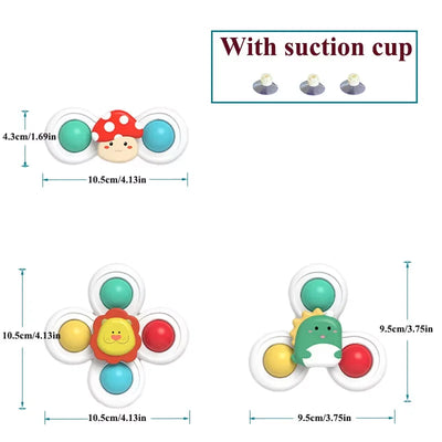 3 in 1 Suction Cups Spinning Top Toy For Baby Game Infant Teether Relief Stress Educational Rotating Rattle Bath Toys For Kids - Smarsty