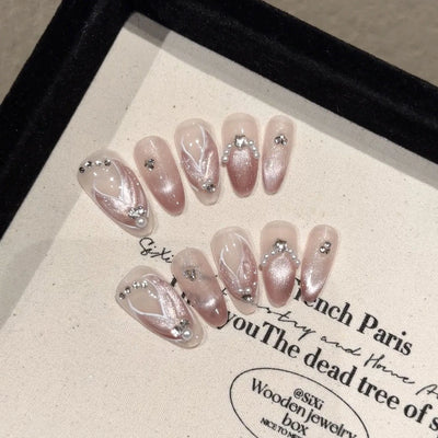 Handmade Blue Aurora Mermaid Press On Nails 10pcs - Smarsty