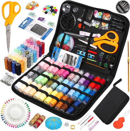 Sewing Kit Complete Set with Threads Needles Scissors Tape Measure Buttons and More for DIY Handcraft Projects Home and Travel - Smarsty