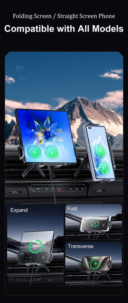 Car Wireless Charger Dual Coil Fold Screen Fast Charge - Smarsty