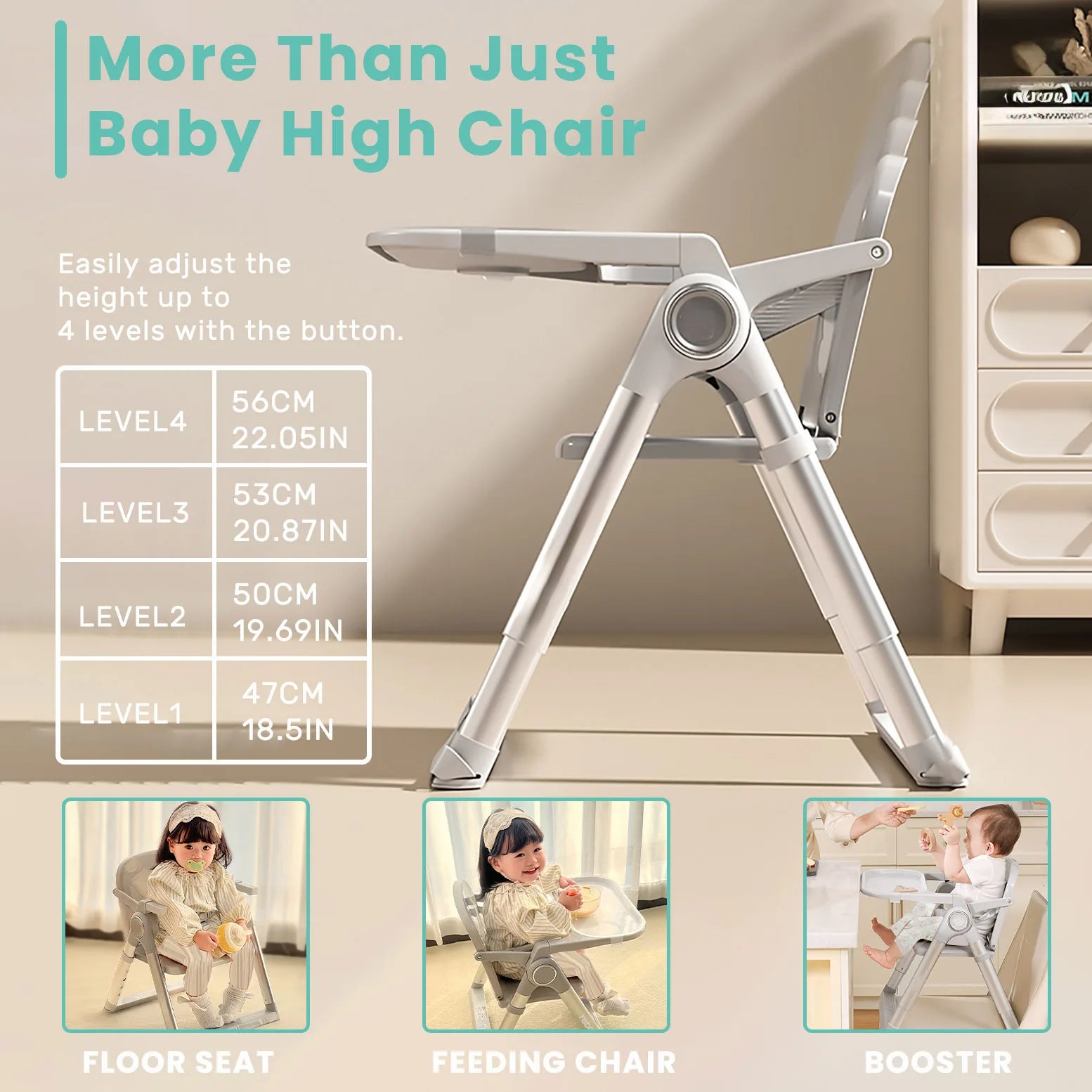 Baby Folding Booster Seat High Chair For Dining, Baby Toddler Portable Feeding Seat for Children 6 Months to 3 Years Approx - Smarsty