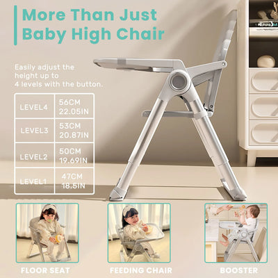 Baby Folding Booster Seat High Chair For Dining, Baby Toddler Portable Feeding Seat for Children 6 Months to 3 Years Approx - Smarsty