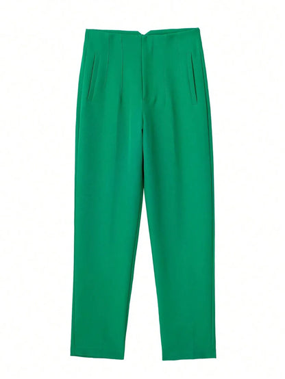 TRAFZA Women Elegant Solid Pencil Pants High Waist Pant For Women Casual Streetwear Woman Trousers Office Wear Chic Pant - Smarsty