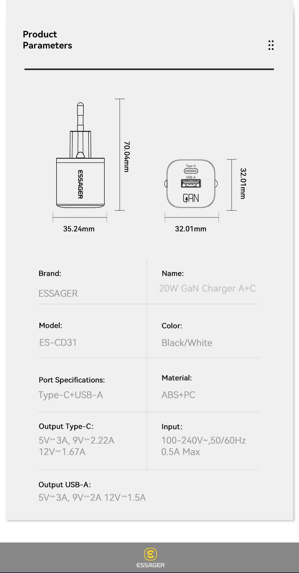 GaN USB C RapidCharge 20W PD Charger for iPhone iPad - Smarsty