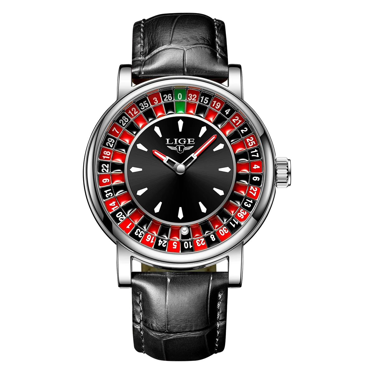 LIGE Waterproof Brown Leather Men's Roulette Watch - Smarsty
