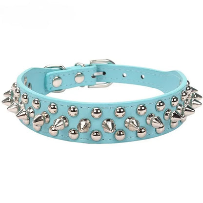 Adjustable Leather Dog Collar with Spikes for Small Pets - Smarsty