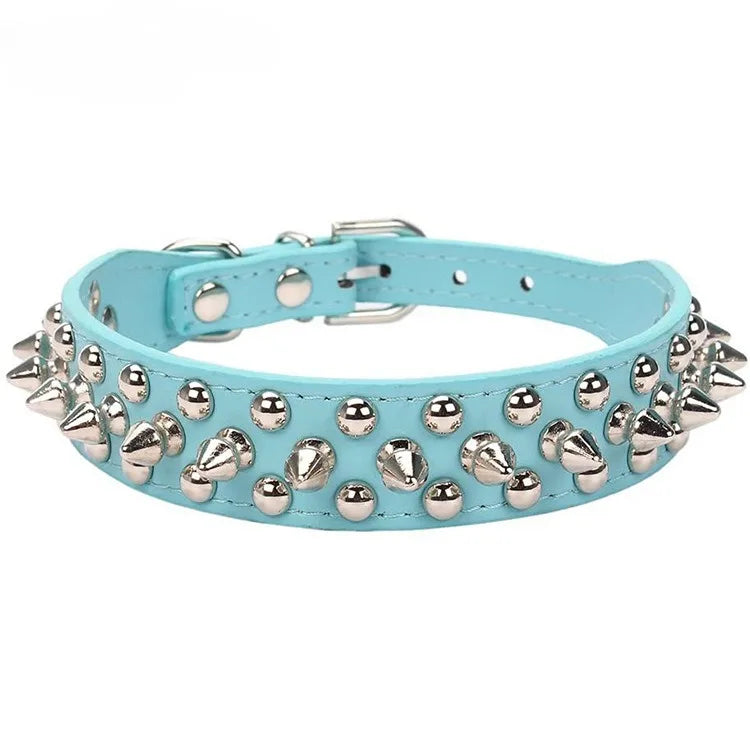 Adjustable Leather Dog Collar with Spikes for Small Pets - Smarsty