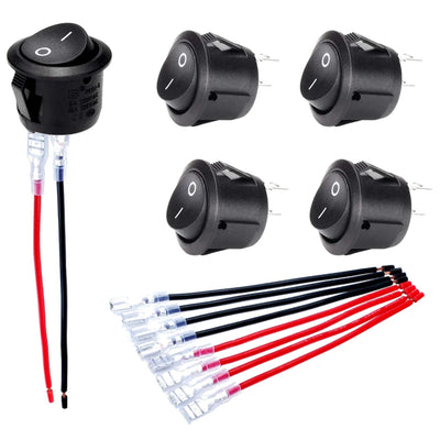 10/5PCS ON/OFF Round Rocker Switch Toggle Switch 2-pin SPST 12V 24V Auto Boat Marine Toggle Rocker Switch Push Button Accessory