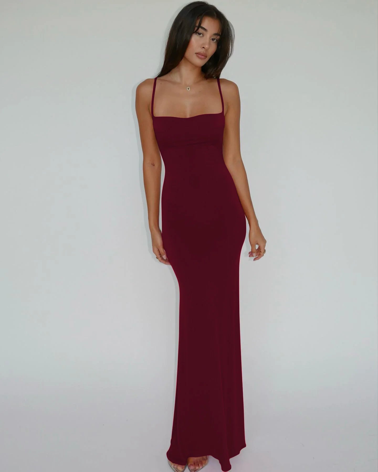 Hugcitar 2025 Spring Solid Sleeveless Backless Elegant Sexy Bodycon Y2K Maxi Prom Dress Women Clothes Birthday Party Casual Y2K