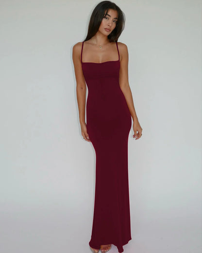Hugcitar 2025 Spring Solid Sleeveless Backless Elegant Sexy Bodycon Y2K Maxi Prom Dress Women Clothes Birthday Party Casual Y2K