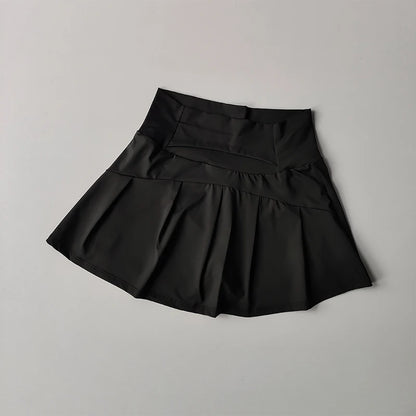 High Waisted Sports Short Skirt, Summer New Cool and Anti Glare Lined Shorts Women's Fitness Yoga Quick Drying A-line Skirt - Smarsty