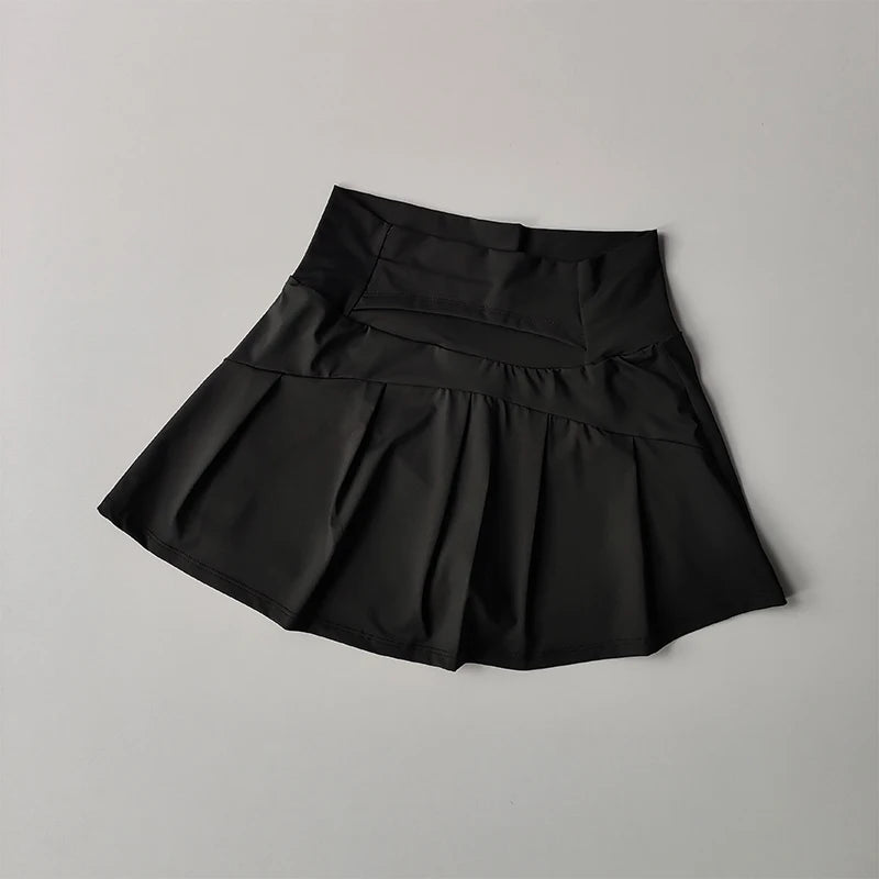 High Waisted Sports Short Skirt, Summer New Cool and Anti Glare Lined Shorts Women's Fitness Yoga Quick Drying A-line Skirt - Smarsty