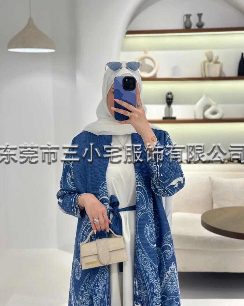Women's Fold Miyake Pleated Abaya Long Sleeve Print Foldable Collar Robe Cardigan Coat New Winter Fashion Original Design 2024 - Smarsty