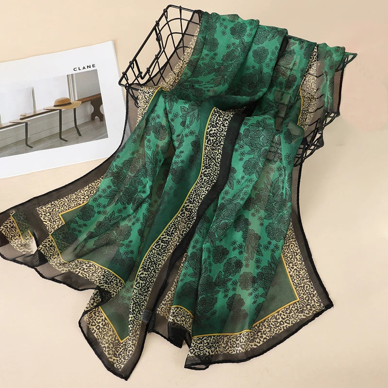 Women Print Chiffon Scarf Lightweight Sunscreen Shawl Wrap - Smarsty