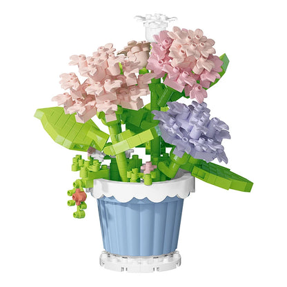 Building block flower simulation bouquet small particle assembly puzzle toy children's handmade DIY potted tabletop ornament - Smarsty
