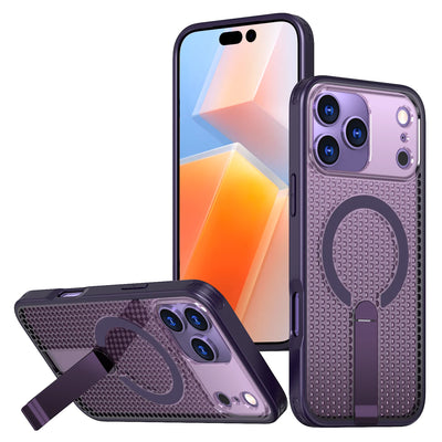 Breathable for Magsafe Stand Case for iPhone 17 Air 16 15 14 13 12 Pro Max 11 Plus 16E SE4 17Pro Magnetic Cooling Rugged Cover