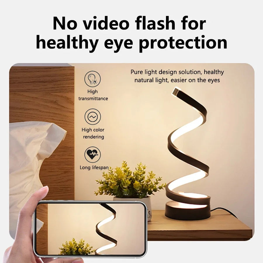 Dimmable LED Spiral Table Lamp for Modern Bedrooms - Smarsty