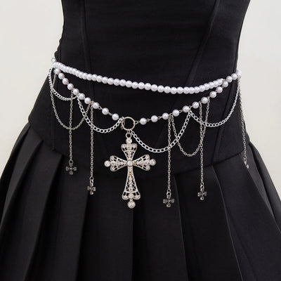 Lacteo Pearl Cross Tassel Belly Chain for Women - Smarsty