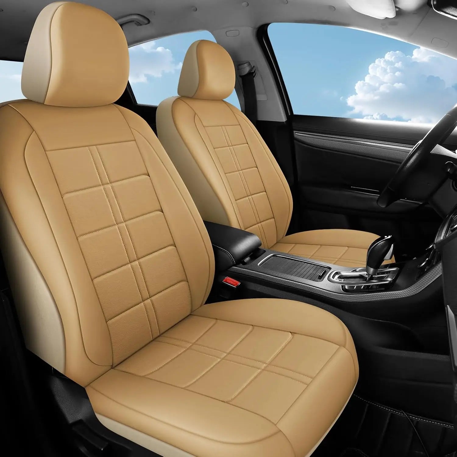 Leather Car Seat Covers Full Set 5-Seater Seat Universal Fit Padded of Most Car with Waterproof Breathable Anti-dirty