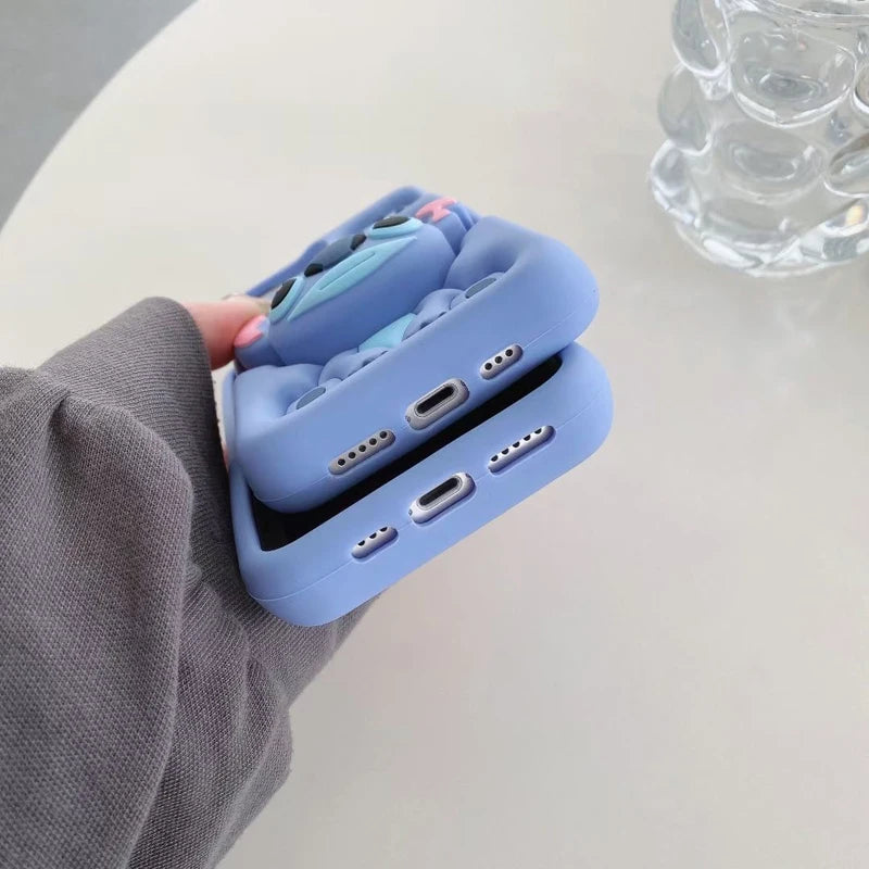 Cute Stitch iPhone Case With Silicone Grip Holder Stand - Smarsty