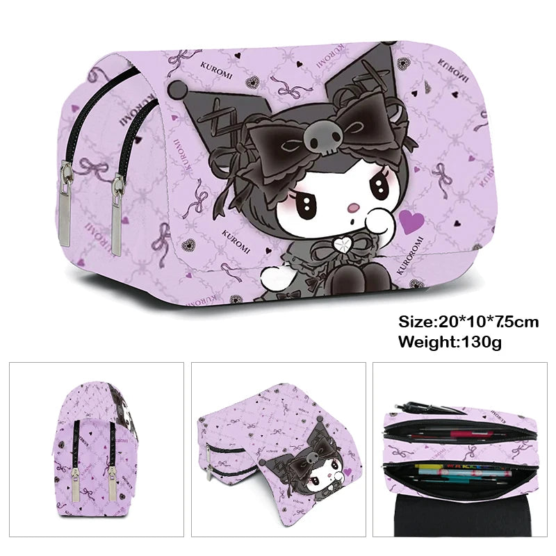 Cartoon Double Layer Pencil Bag for Kids School Use - Smarsty