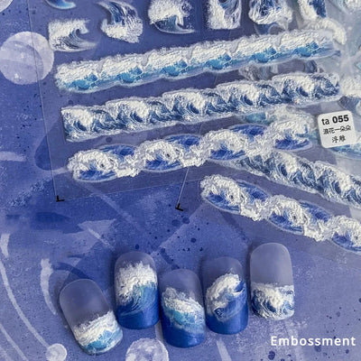 5D Summer Beach Nail Stickers with Shiny Sea Designs - Smarsty