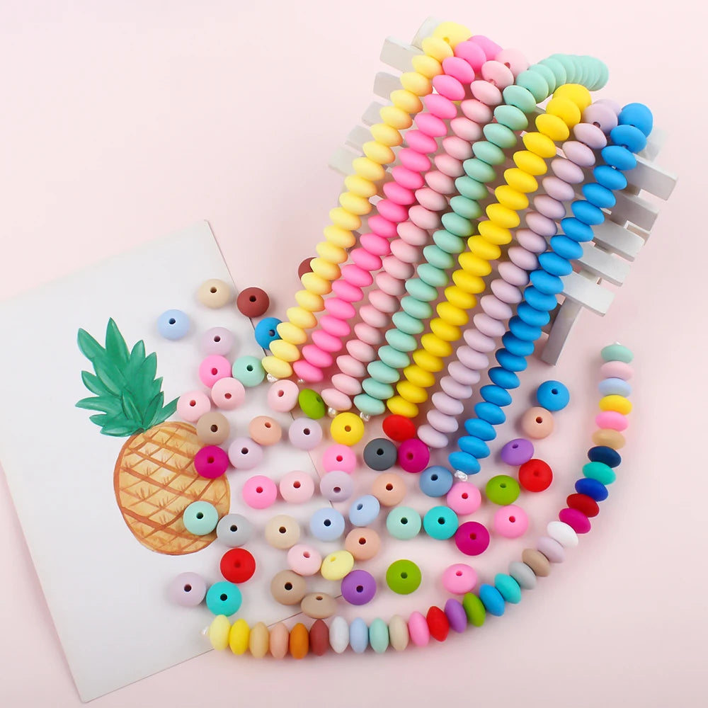 Silicone Beads 12mm Lentil Focal Beads Non Toxic Diy Set - Smarsty