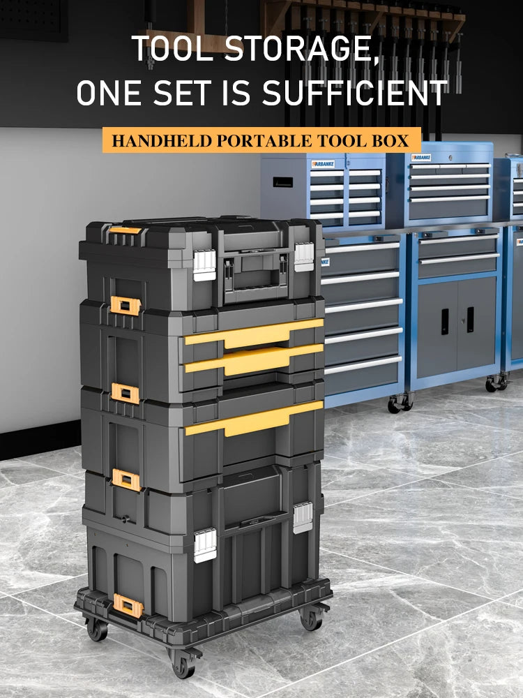 AIRAJ MultiFunctional Tier Stackable Rolling Plastic Portable Folding Tool Storage Box , Suitable for Garage Storage