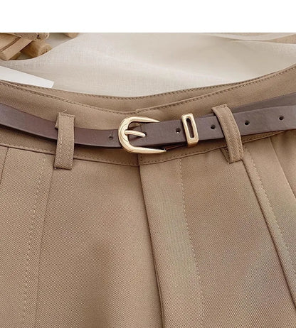 Casual Women A-Line Shorts Fashion Office Lady Commute Vintage Solid High Waist Short Pants Casual Streetwear Summer Trousers - Smarsty