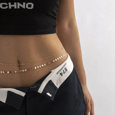 Double Layer Rhinestone Tassel Waist Chain Accessory - Smarsty