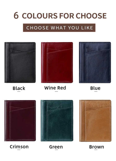 YUECIMIE Super Slim Soft Wallet Genuine Leather Mini Credit Card Holder Wallets Purse Thin Small Card Holders Men Wallet - Smarsty