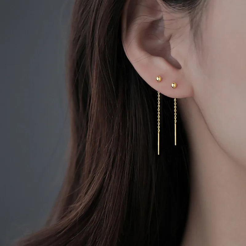 Silver Geometric Dangle Earrings for Women Stylish Drop Design - Smarsty