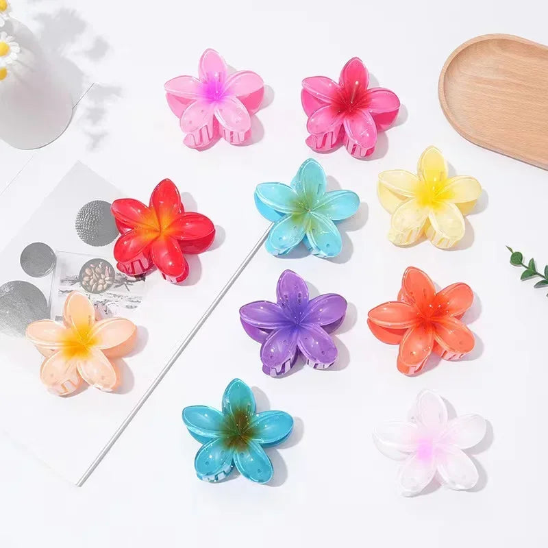 Gradient Large Flower Acrylic Hair Clip Boho Beach Accessory - Smarsty
