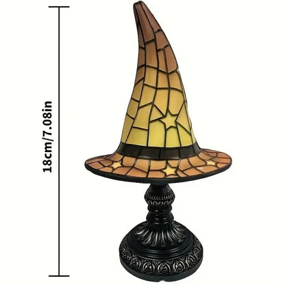 Witch Hat Lamp - Gothic Wizard Hat Light with Purple to Yellow Gradient, USB-Powered Tabletop Decoration for Halloween