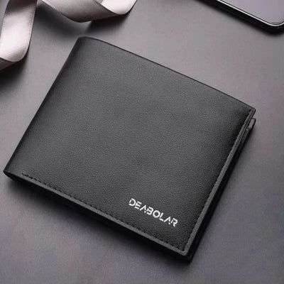 Genuine Leather Mens Wallet Premium Product Real Cowhide Wallets For Man Short Black Wallet Portefeuille Homme Short Purses - Smarsty