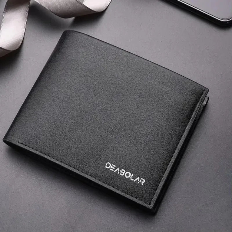 Genuine Leather Mens Wallet Premium Product Real Cowhide Wallets For Man Short Black Wallet Portefeuille Homme Short Purses - Smarsty