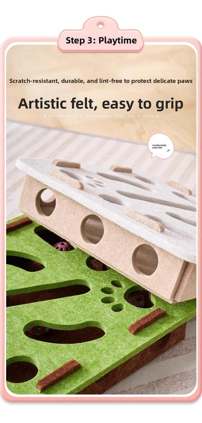 Cat Puzzle Toy Felt Puzzle Box Cat Exercise Toy With Ball Indoor Sports Entertainment Hunting Cat Toys For Indoor Cats - Smarsty