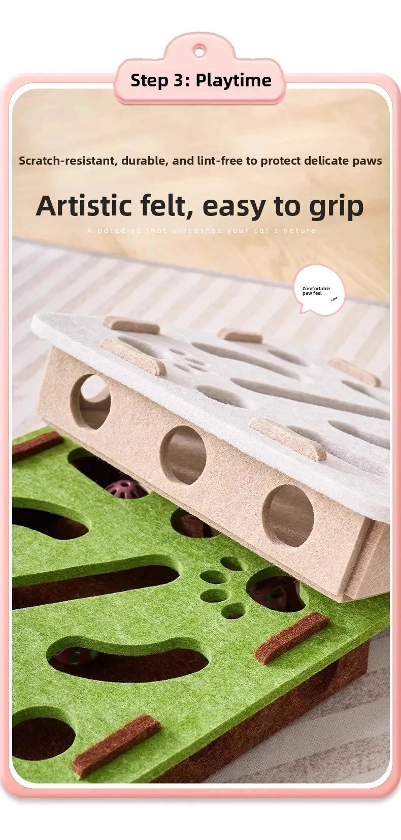 Cat Puzzle Toy Felt Puzzle Box Cat Exercise Toy With Ball Indoor Sports Entertainment Hunting Cat Toys For Indoor Cats - Smarsty
