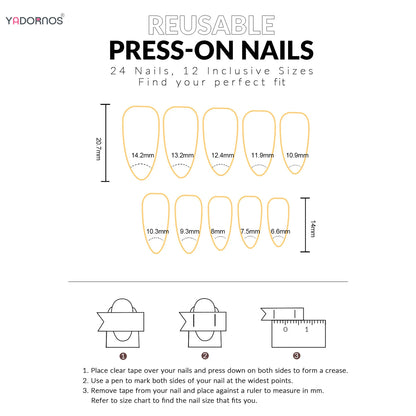 Romantic 24pcs Blue French Style Press On Nails - Smarsty
