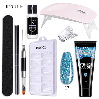 LILYCUTE Nail Gel Set with 6W LED Lamp for Quick Manicure - Smarsty