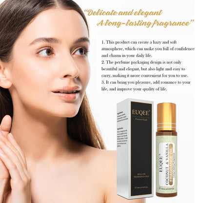 EUQEE 10ml Women's Roller Fragrance Oil Coconut Vanilla Scent - Smarsty