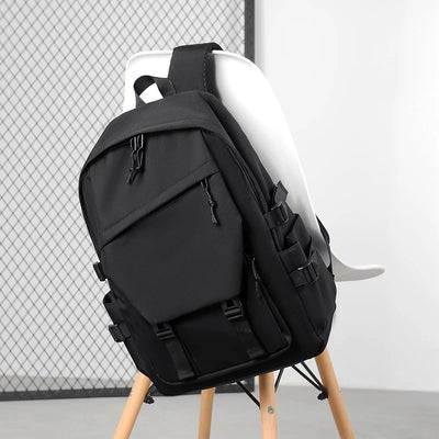 One 15 Inch Polyester Waterproof Solid Color Simple Men's Backpack Fashion Couple Student Computer Backpack - Smarsty