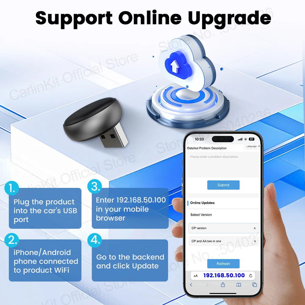 Mini Ultra 3 CarlinKit 5.0 Wireless Adapter Wireless CarPlay Android Auto For OEM Car Plug & Play WiFi Bluetooth Auto Connection