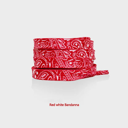 Flat Shoe Laces Cashew Flower Shoelaces for Sneakers Gilding Hand-painted Sports Casual Basketball Tennis Shoelace Shoestrings - Smarsty