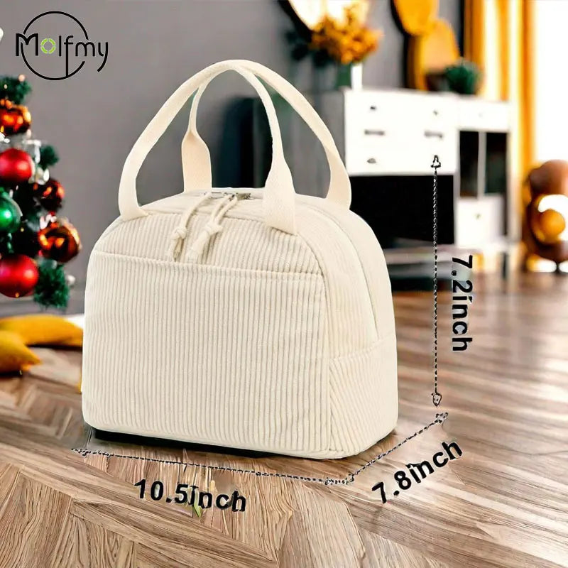 Corduroy Insulated Lunch Bag For Kids Thermal Cooler - Smarsty